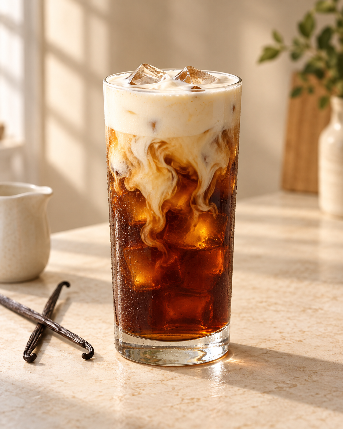 Classic vanilla sweet cream cold brew over ice