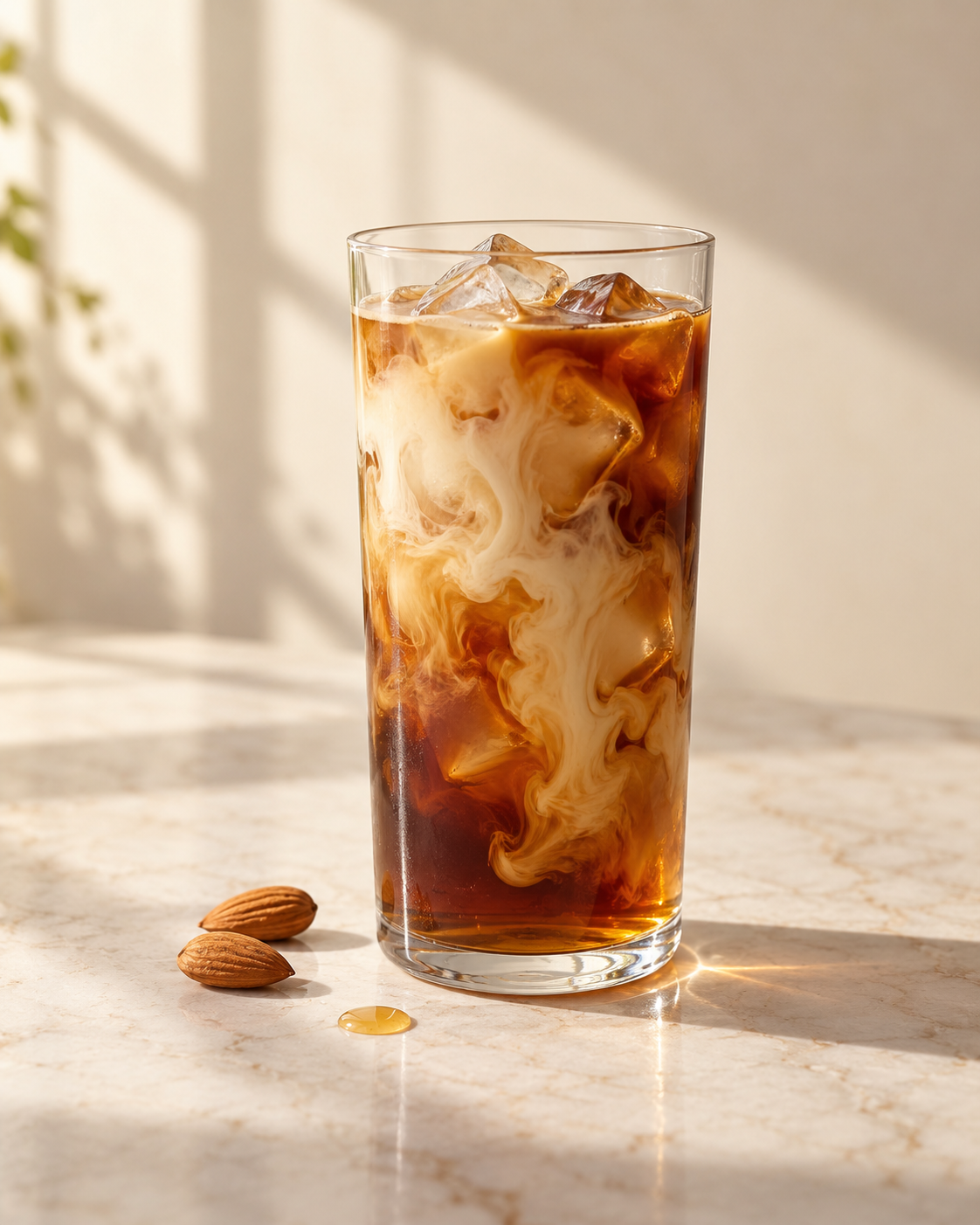 Honey almond cold brew over ice